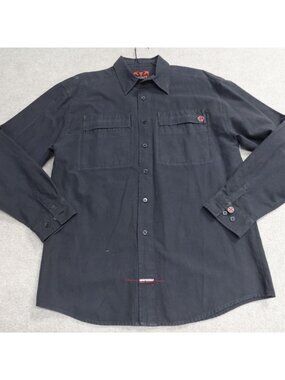 Independent Truck Co. Shirt L Black Button-Up Cotton Blend Embroidered Logo Y2K